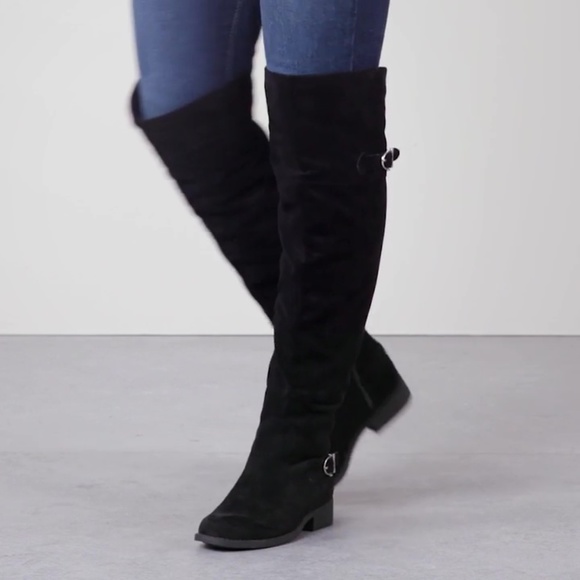 Buckled Straps Tailor Stitched Over The Knee Boots - Picture 2 of 8